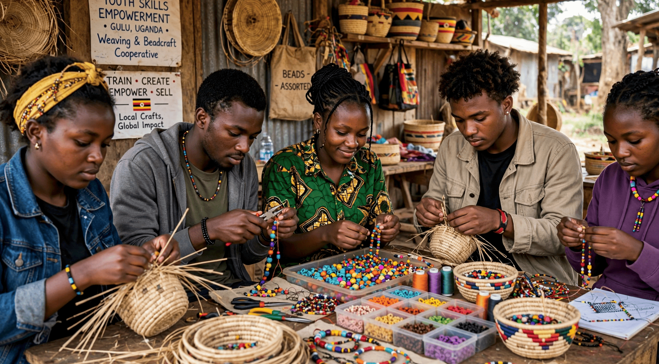 A young trader selling produce at a local market